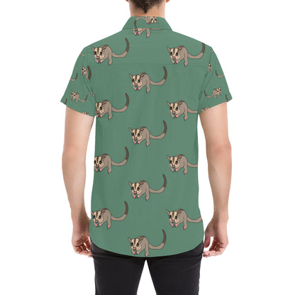 Sugar Glider Pattern Print Design 01 Men's Short Sleeve Button Up Shirt
