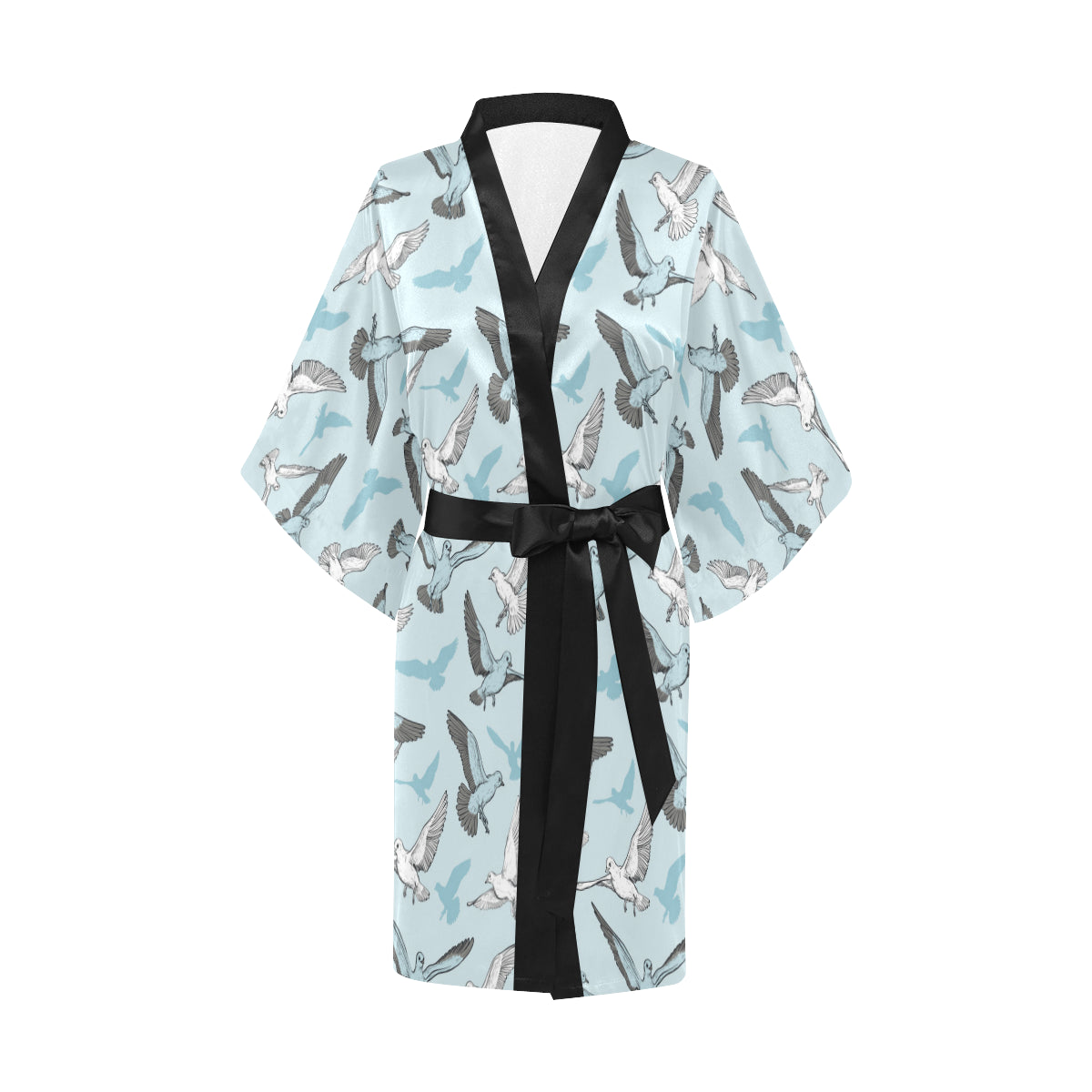 Pigeon Pattern Print Design 03 Women's Short Kimono