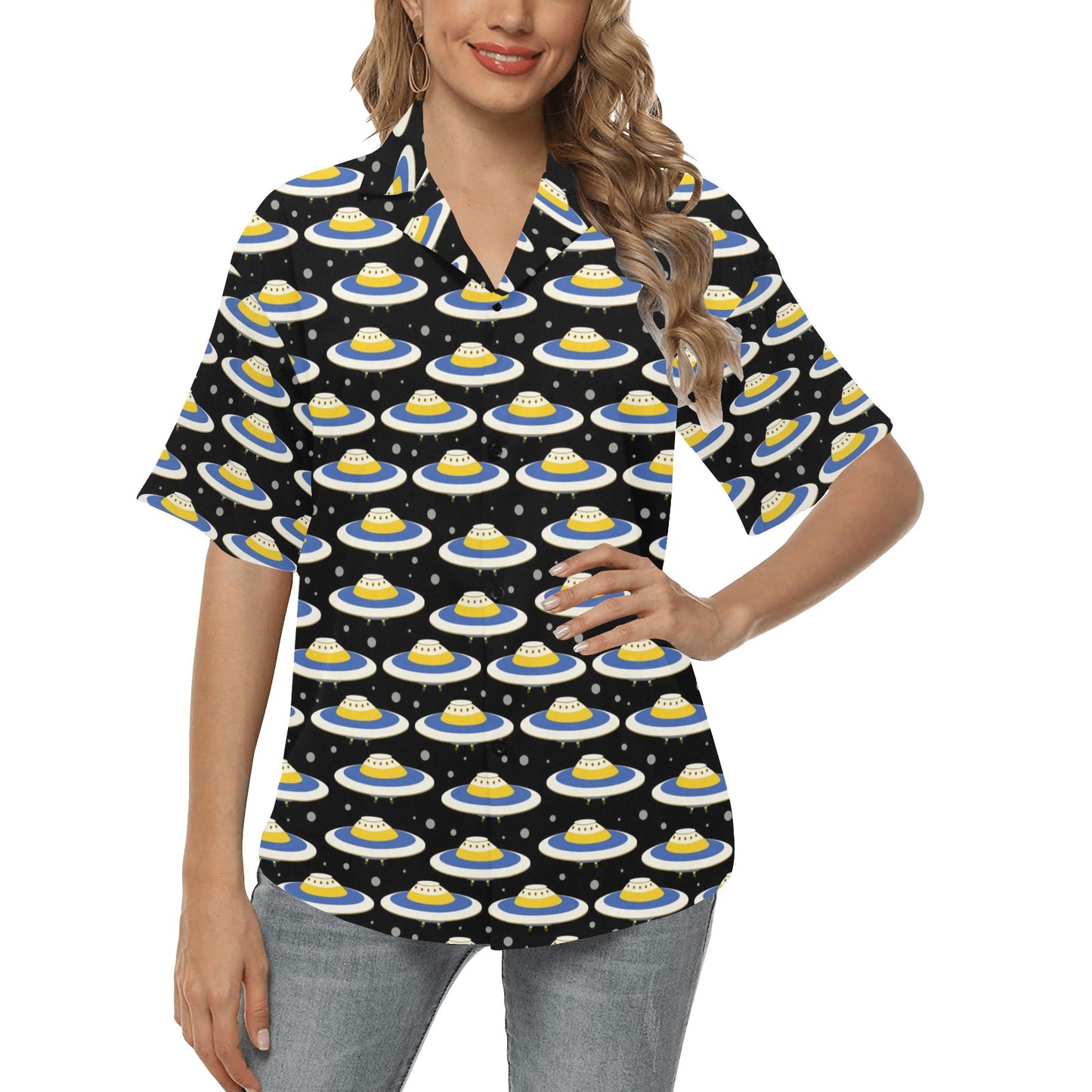UFO Print Design LKS303 Women's Hawaiian Shirt