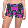 Neon Pink Hibiscus Pattern Print Design HB015 Yoga Shorts