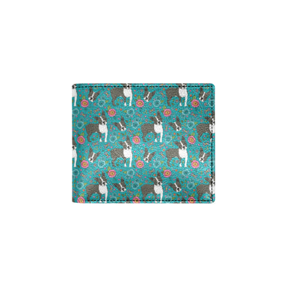 Boston Terrier Pattern Print Design 07 Men's ID Card Wallet