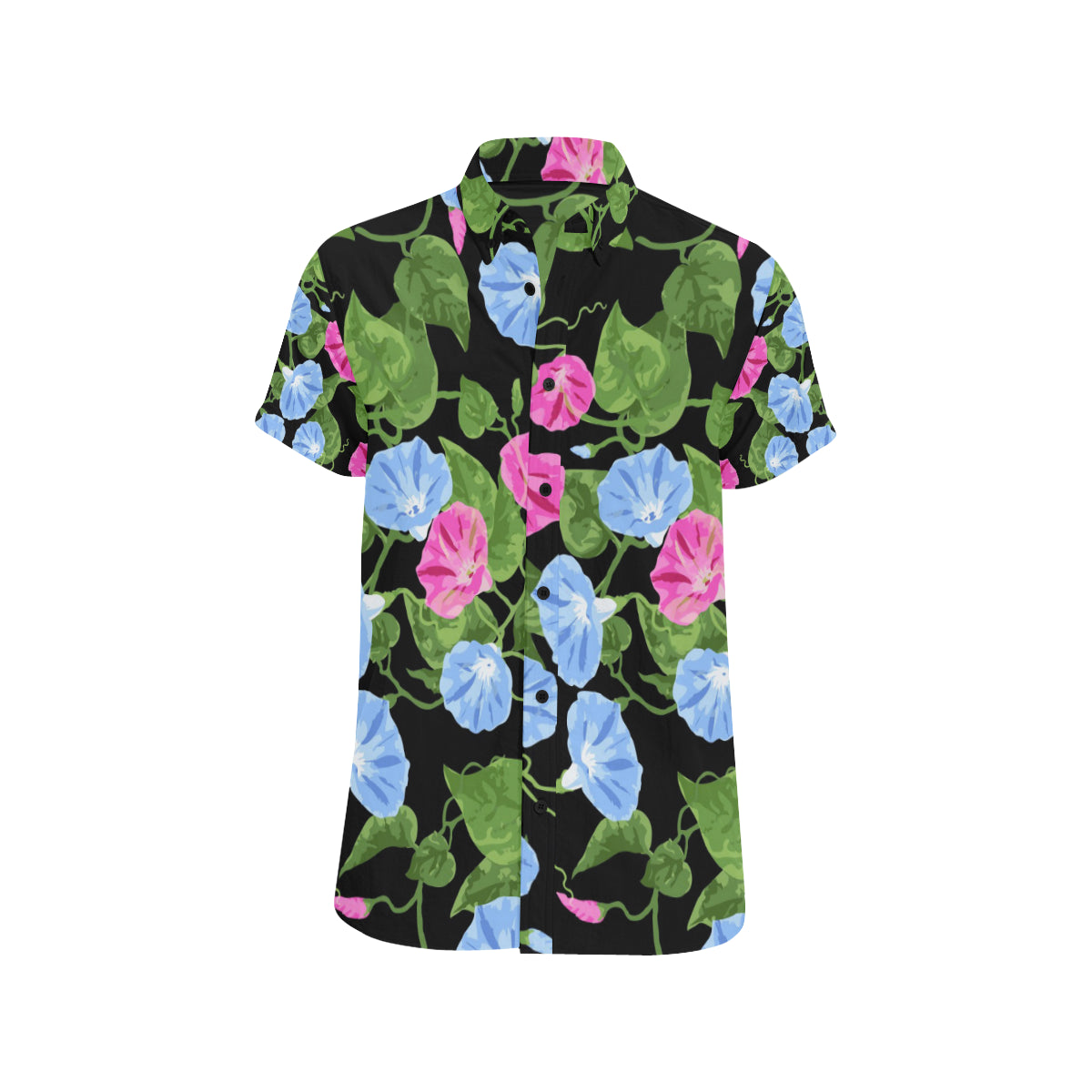 Morning Glory Pattern Print Design MG04 Men's Short Sleeve Button Up Shirt