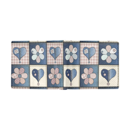 Patchwork Heart Flower Pattern Print Design 01 Men's ID Card Wallet