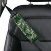 White Green Tropical Palm Leaves Car Seat Belt Cover