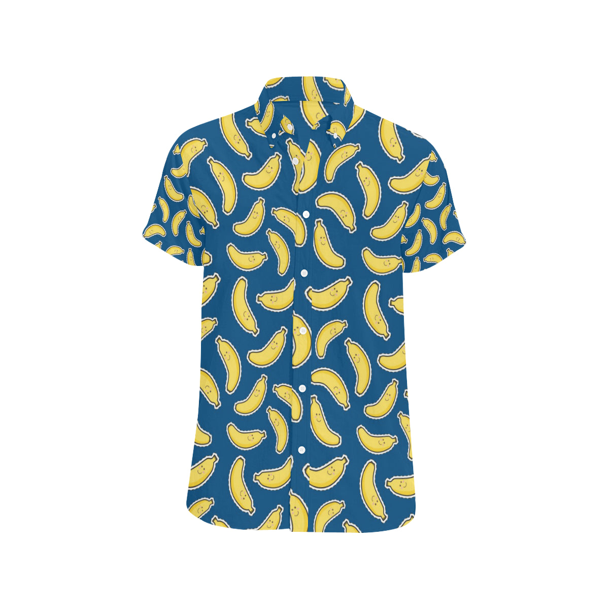 Banana Pattern Print Design BA03 Men's Short Sleeve Button Up Shirt