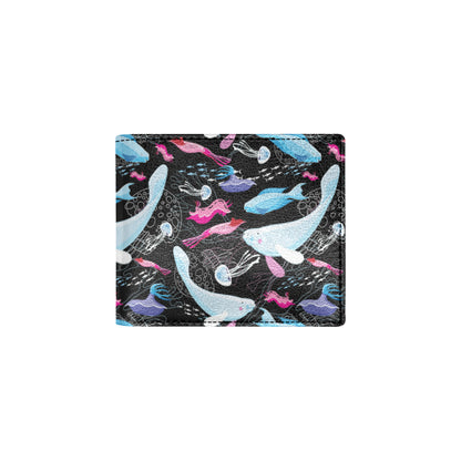 Manatee Pattern Print Design 02 Men's ID Card Wallet