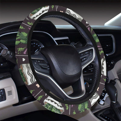 Cactus Pattern Print Design 03 Steering Wheel Cover with Elastic Edge