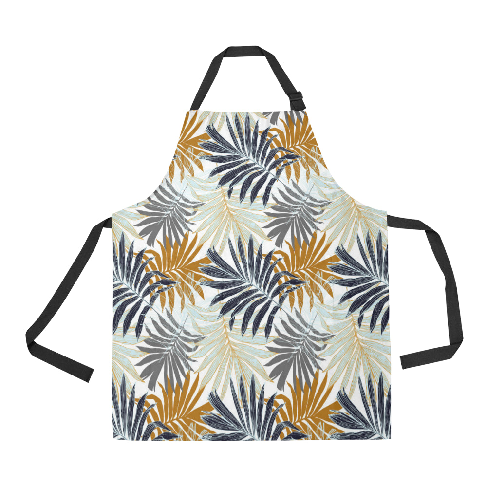 Colorful Tropical Palm Leaves Apron with Pocket