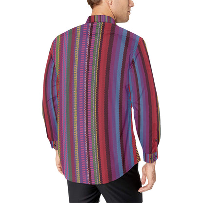 Serape Stripe Print Men's Long Sleeve Shirt