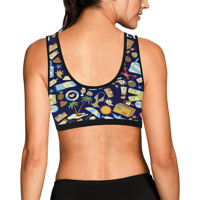 Beach Themed Pattern Print Design 04 Sports Bra