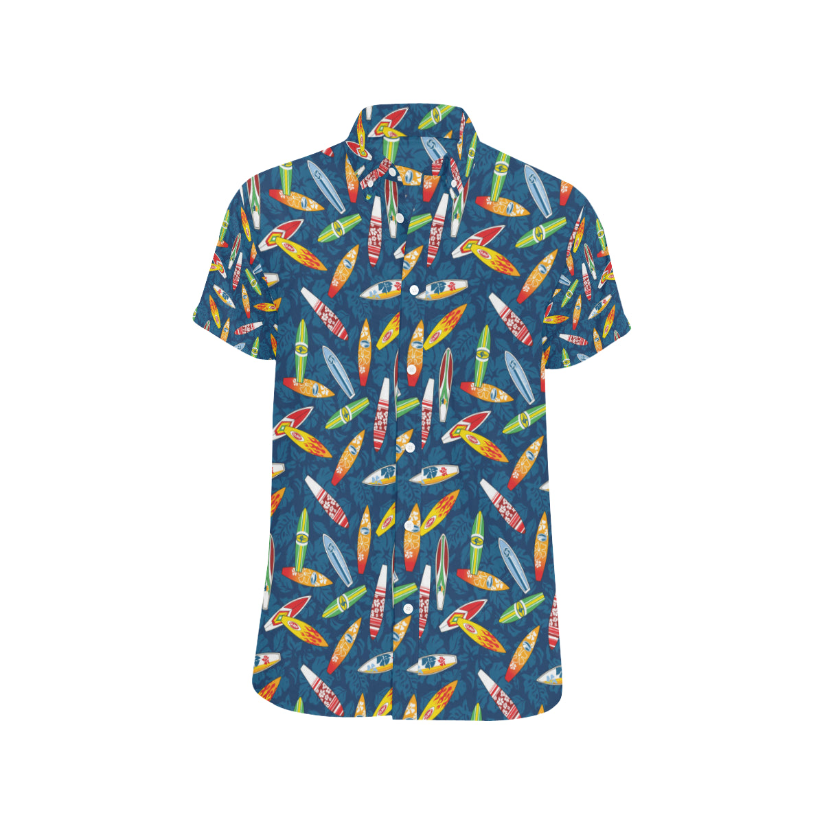 Surfboard Pattern Print Men's Short Sleeve Button Up Shirt