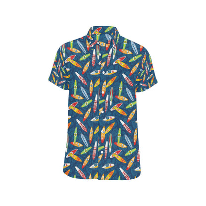 Surfboard Pattern Print Men's Short Sleeve Button Up Shirt