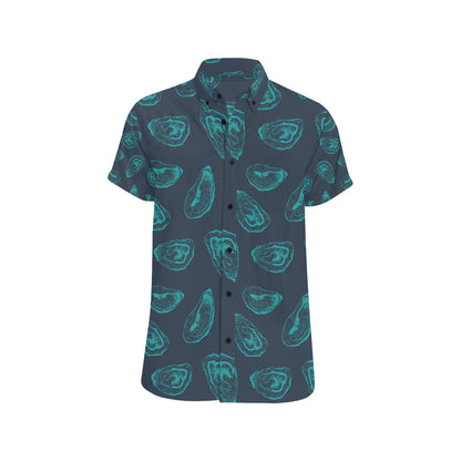 Oyster Pattern Print Design 01 Men's Short Sleeve Button Up Shirt