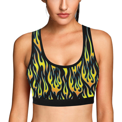 Flame Fire Yellow Pattern Sports Bra