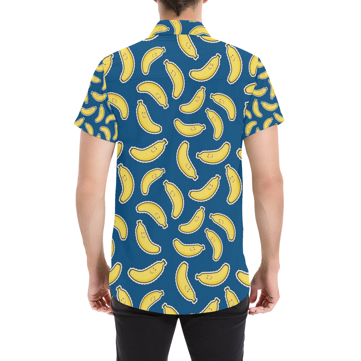 Banana Pattern Print Design BA03 Men's Short Sleeve Button Up Shirt