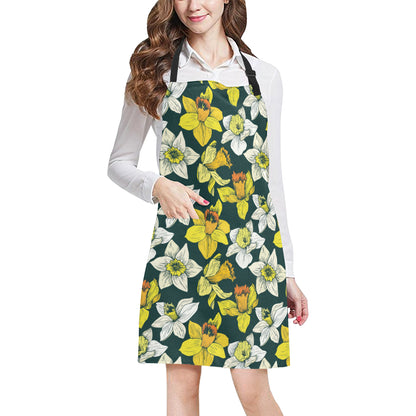 Daffodils Pattern Print Design DF02 Apron with Pocket