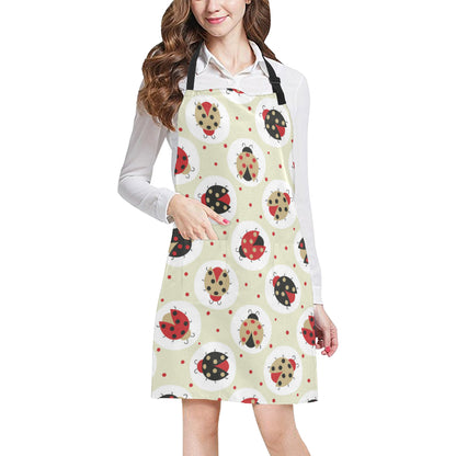 Ladybug Pattern Print Design 03 Apron with Pocket