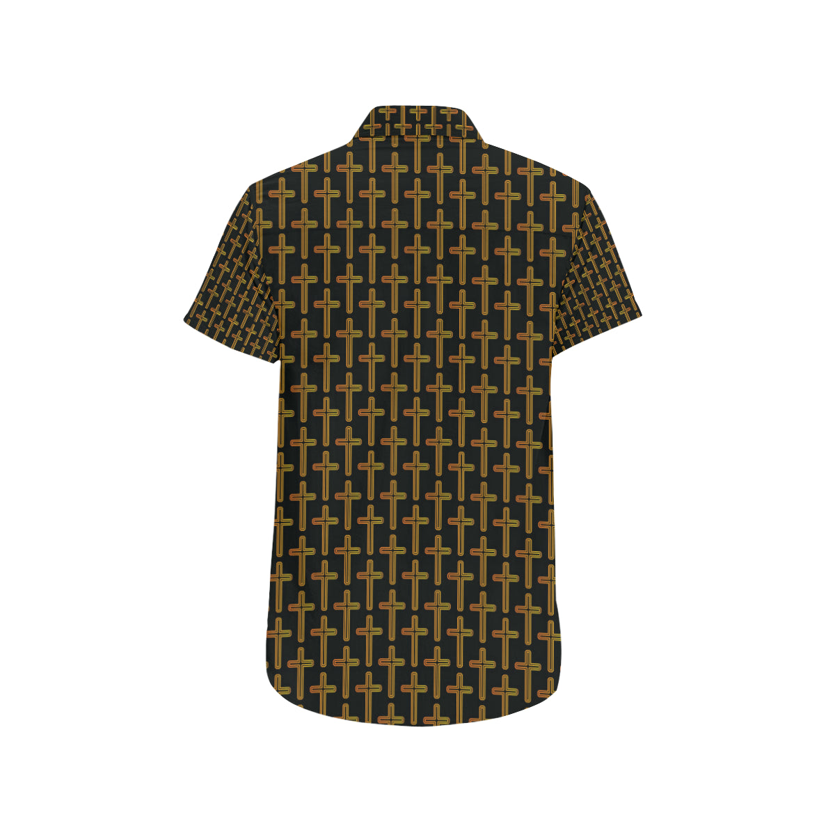Cross Pattern Print Design 02 Men's Short Sleeve Button Up Shirt