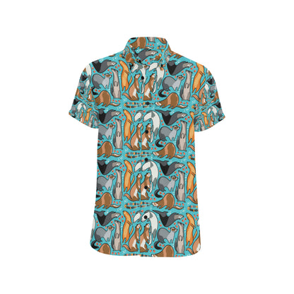 Ferret Pattern Print Design 03 Men's Short Sleeve Button Up Shirt