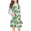 Green Pattern Tropical Palm Leaves Apron with Pocket