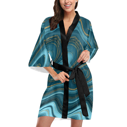 Liquid Pattern Print Design 04 Women's Short Kimono