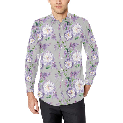 Lilac Pattern Print Design LI07 Men's Long Sleeve Shirt