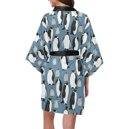 Penguin Pattern Print Design A03 Women's Short Kimono
