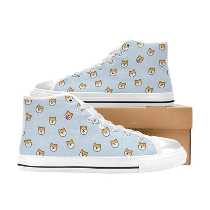 Shiba Inu Print Design LKS3012 High Top Women's White Shoes