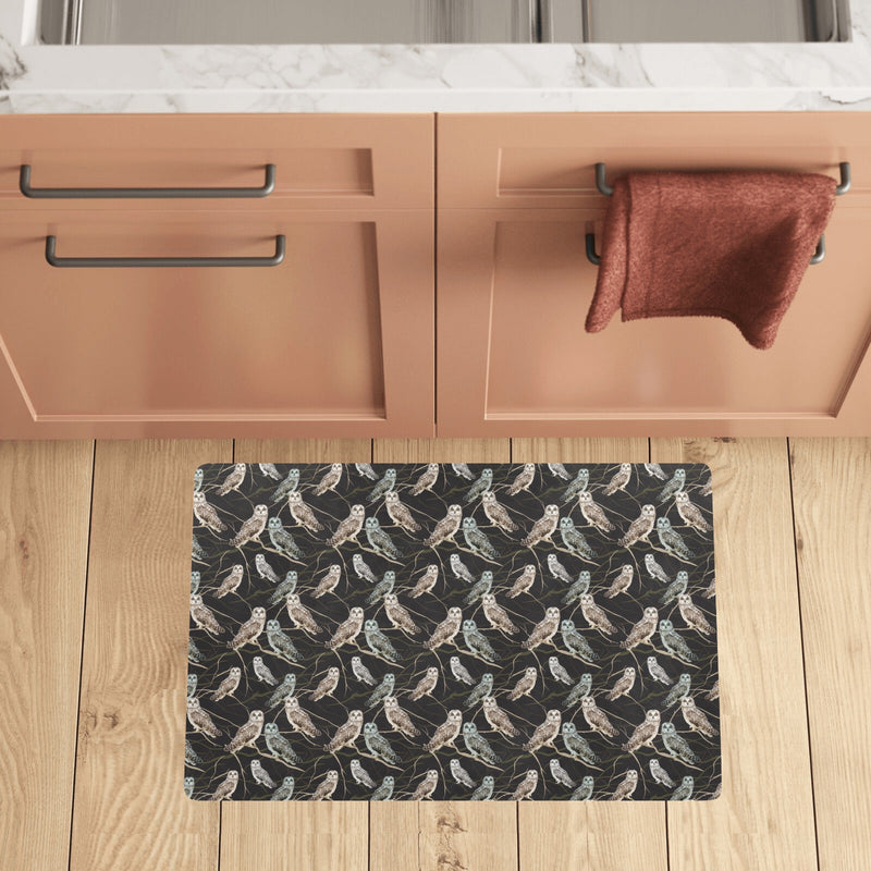 Owl Branch Themed Design Print Kitchen Mat
