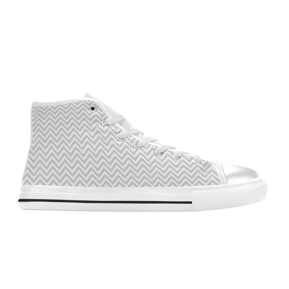 Chevron Print Design LKS401 High Top Women's White Shoes