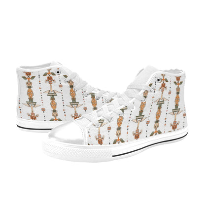 Totem Print Design LKS302 High Top Women's White Shoes