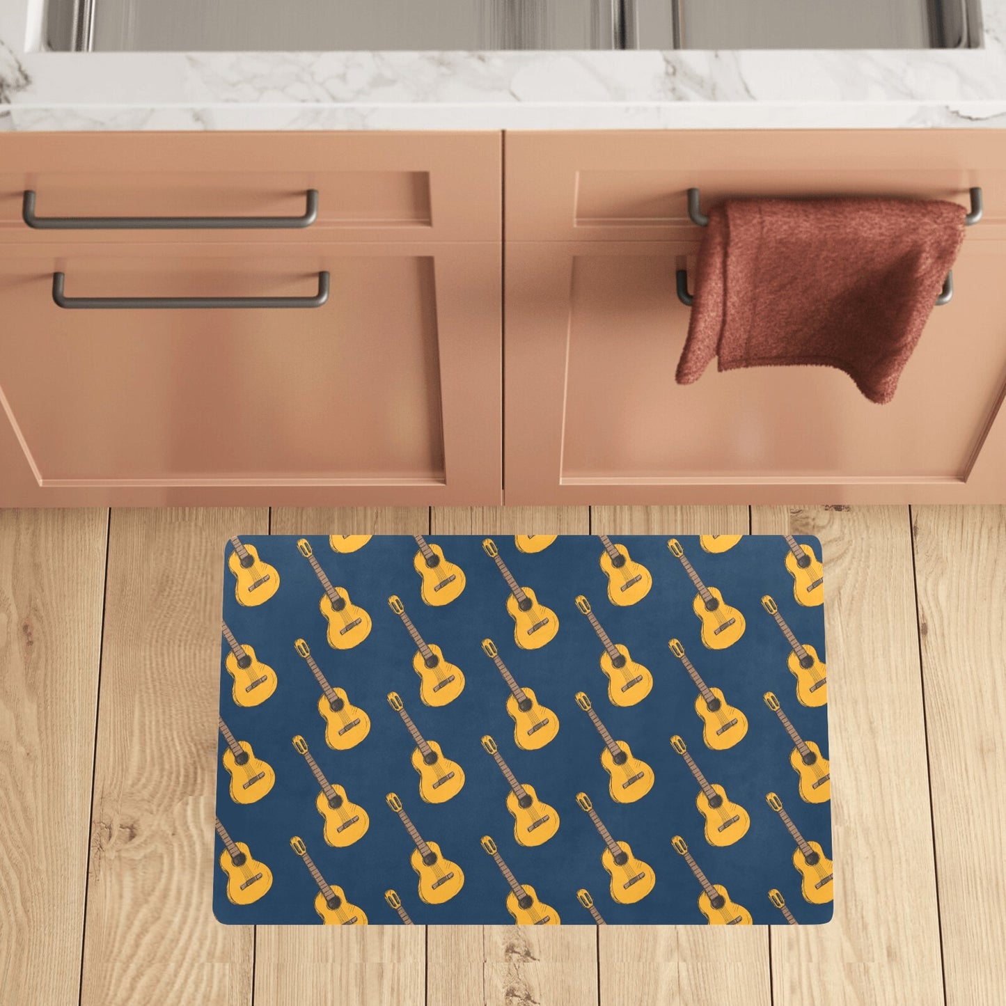 Acoustic Guitar Pattern Print Design 04 Kitchen Mat