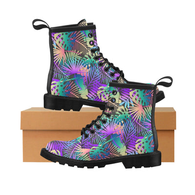 Neon Flower Tropical Palm Leaves Women's Boots