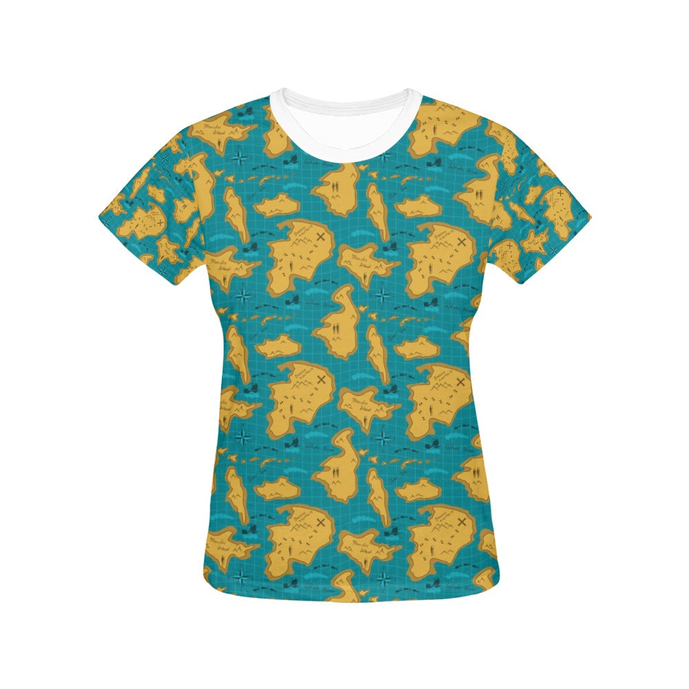 World Map Print Design LKS301 Women's  T-shirt