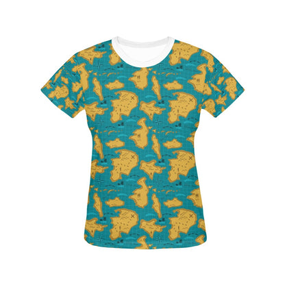 World Map Print Design LKS301 Women's  T-shirt