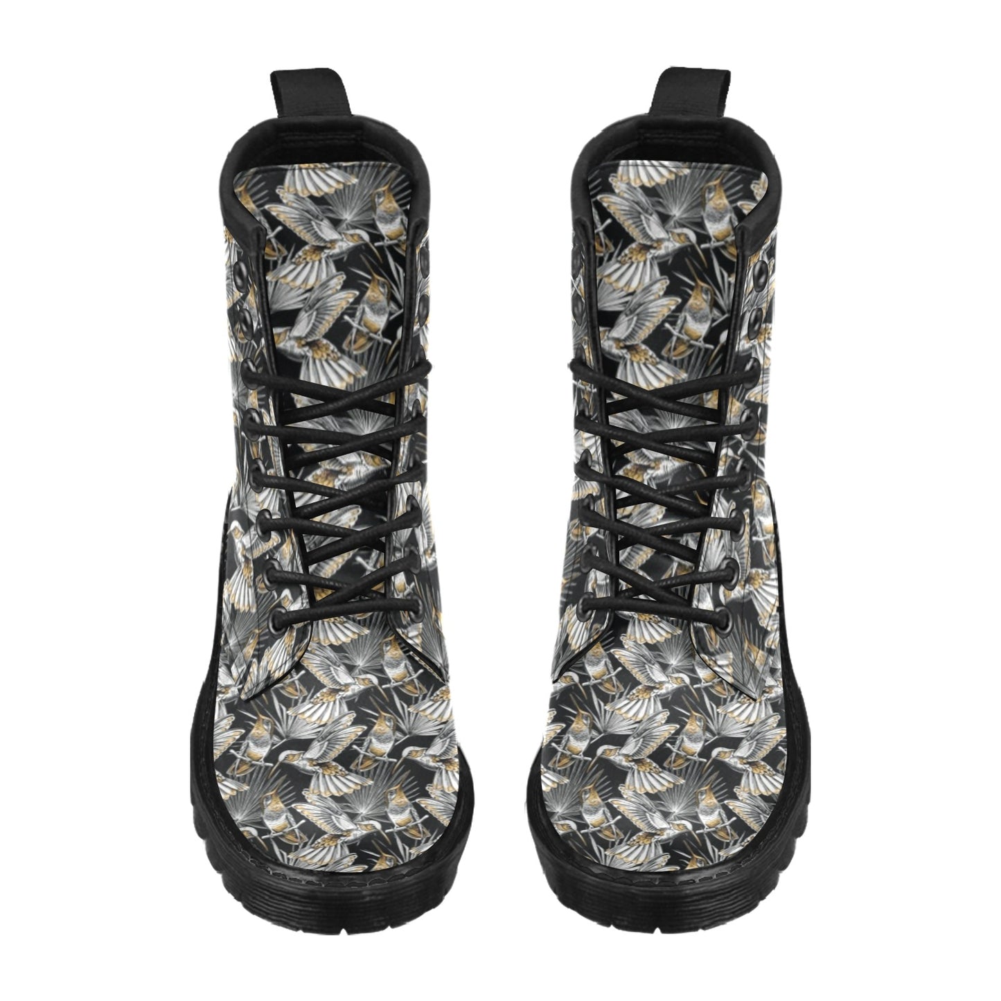 Hummingbird Gold Design Themed Print Women's Boots