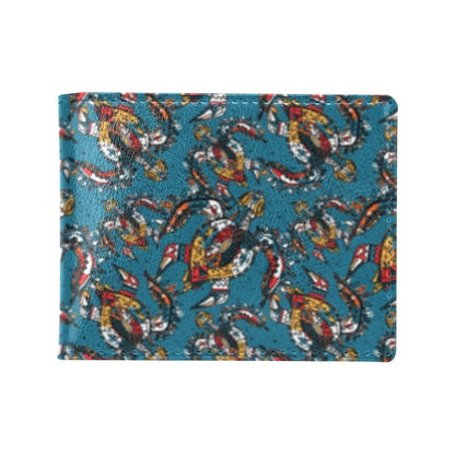Sea Turtle Tribal Colorful Hand Drawn Men's ID Card Wallet