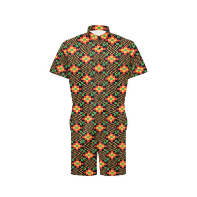 Kente Pattern Print Design 01 Men's Romper