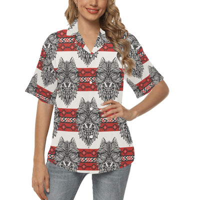 Native Indian Wolf Women's Hawaiian Shirt