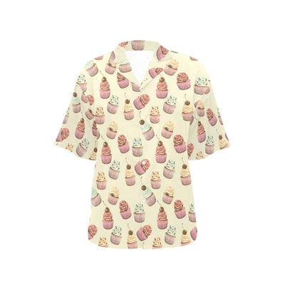 Cupcake Pattern Print Design 04 Women's Hawaiian Shirt