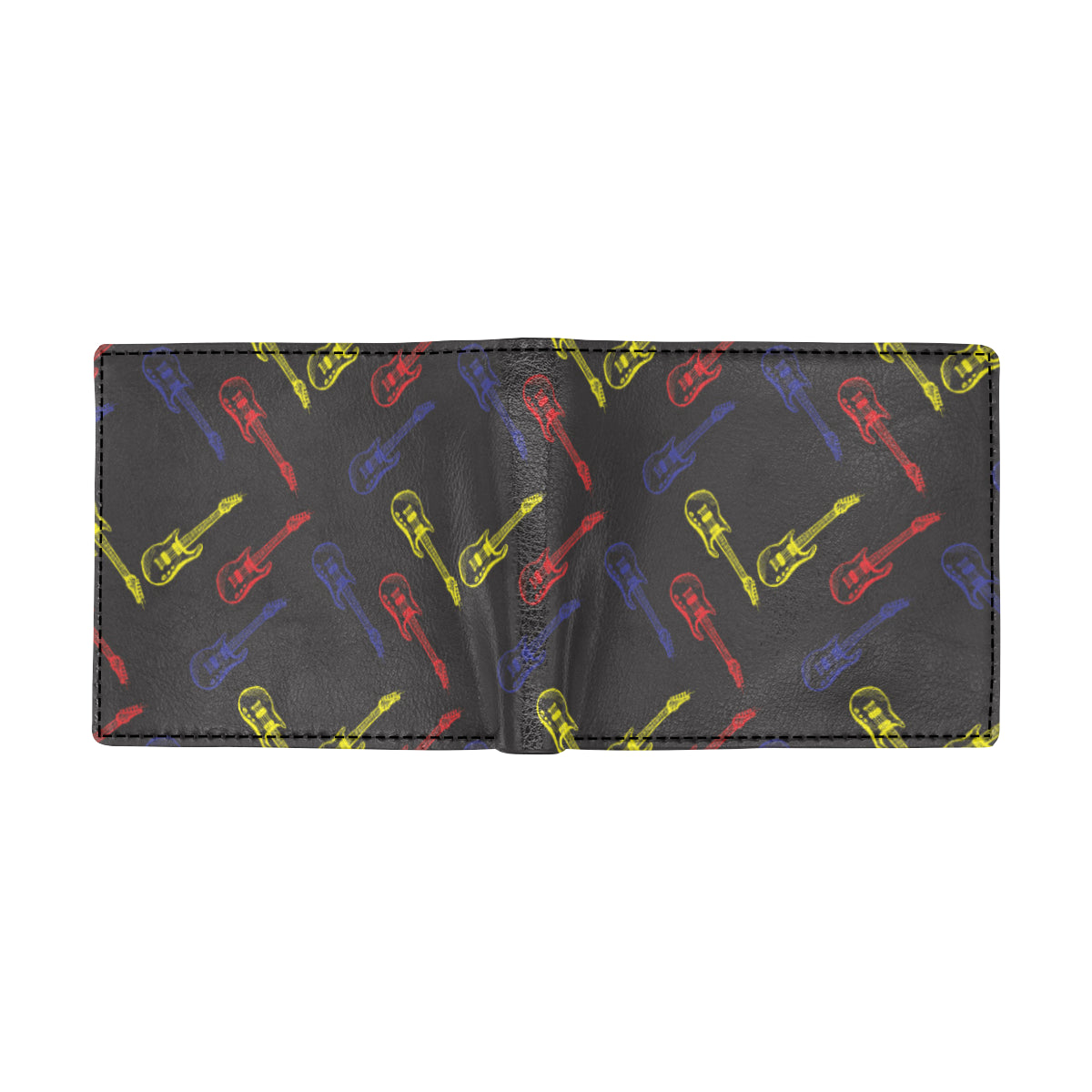 Electric Guitar Pattern Print Design 03 Men's ID Card Wallet