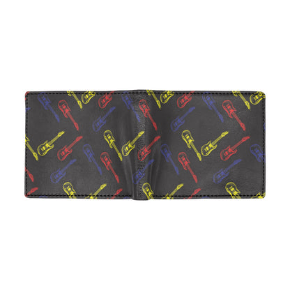 Electric Guitar Pattern Print Design 03 Men's ID Card Wallet