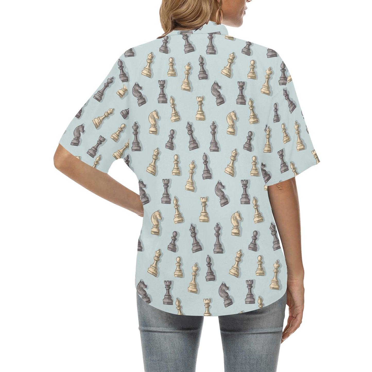 Chess Pattern Print Design 02 Women's Hawaiian Shirt