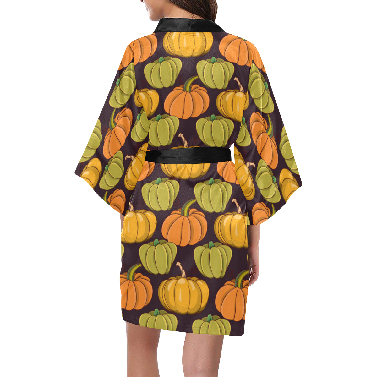 Pumpkin Pattern Print Design A01 Women's Short Kimono