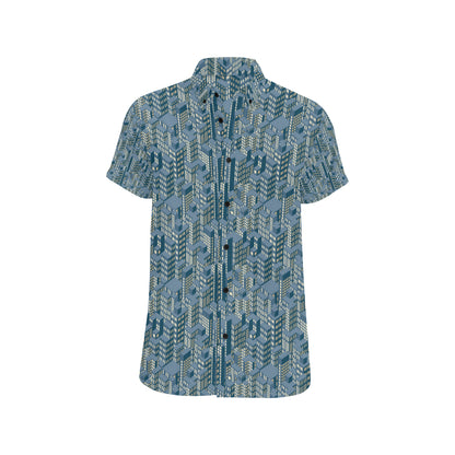 City  Pattern Print Design 01 Men's Short Sleeve Button Up Shirt