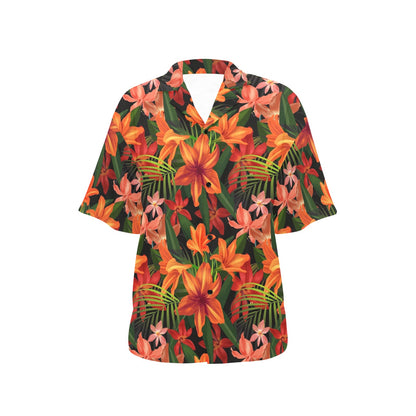 Amaryllis Pattern Print Design AL05 Women's Hawaiian Shirt