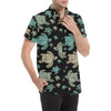 Sea Turtle Stamp Pattern Men's Short Sleeve Button Up Shirt