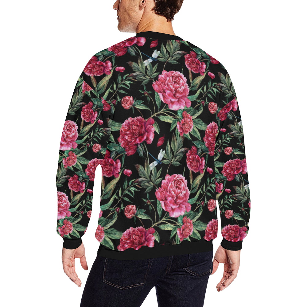 Peony Pattern Print Design PE04 Men Long Sleeve Sweatshirt