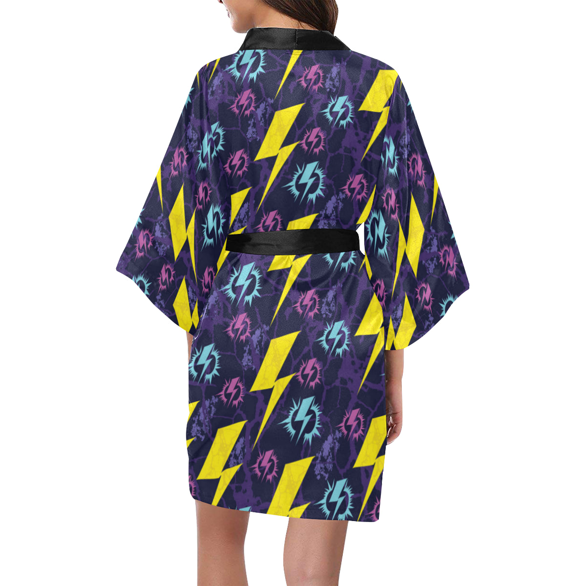 Lightning Thunder Pattern Print Design 01 Women's Short Kimono