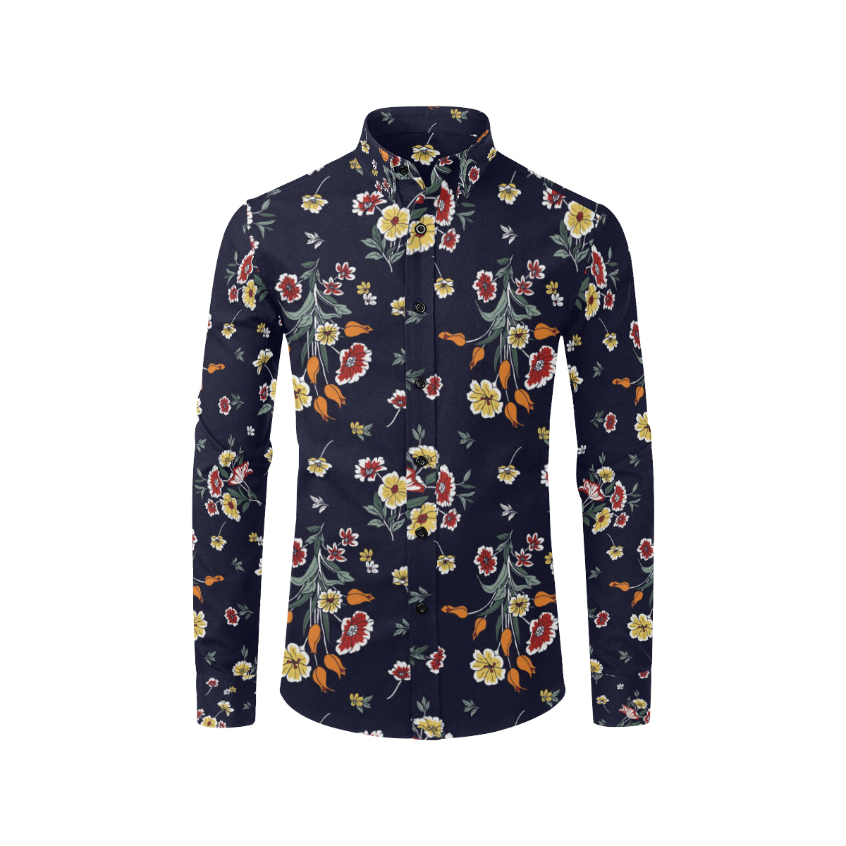 Summer Floral Pattern Print Design SF01 Men's Long Sleeve Shirt